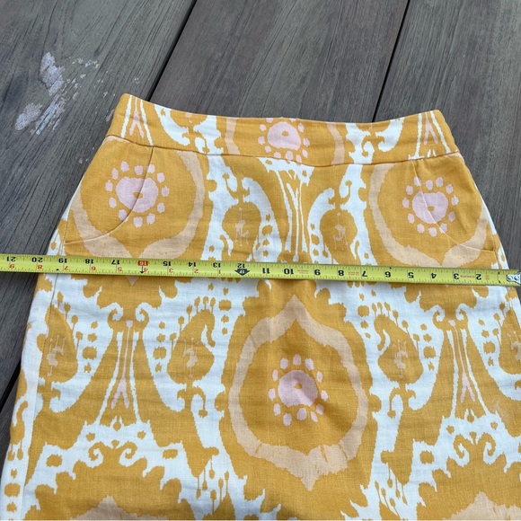 J.Crew linen skirt size 6 ikat yellow. - Picture 8 of 13